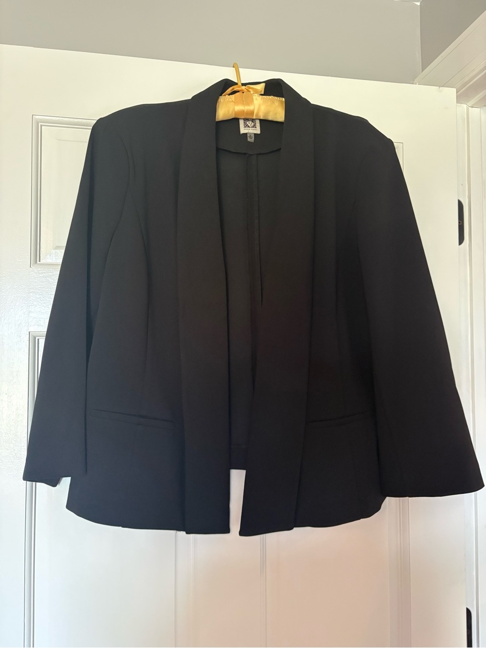 Anne Klein Black Open-Front Shawl Collar Blazer